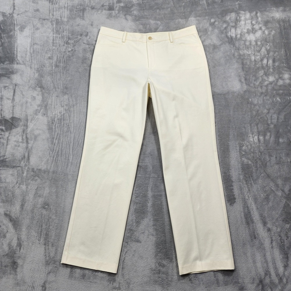 Lauren Ralph Lauren Pants Womens 14 Cream Twill Straight Leg Stretch Office